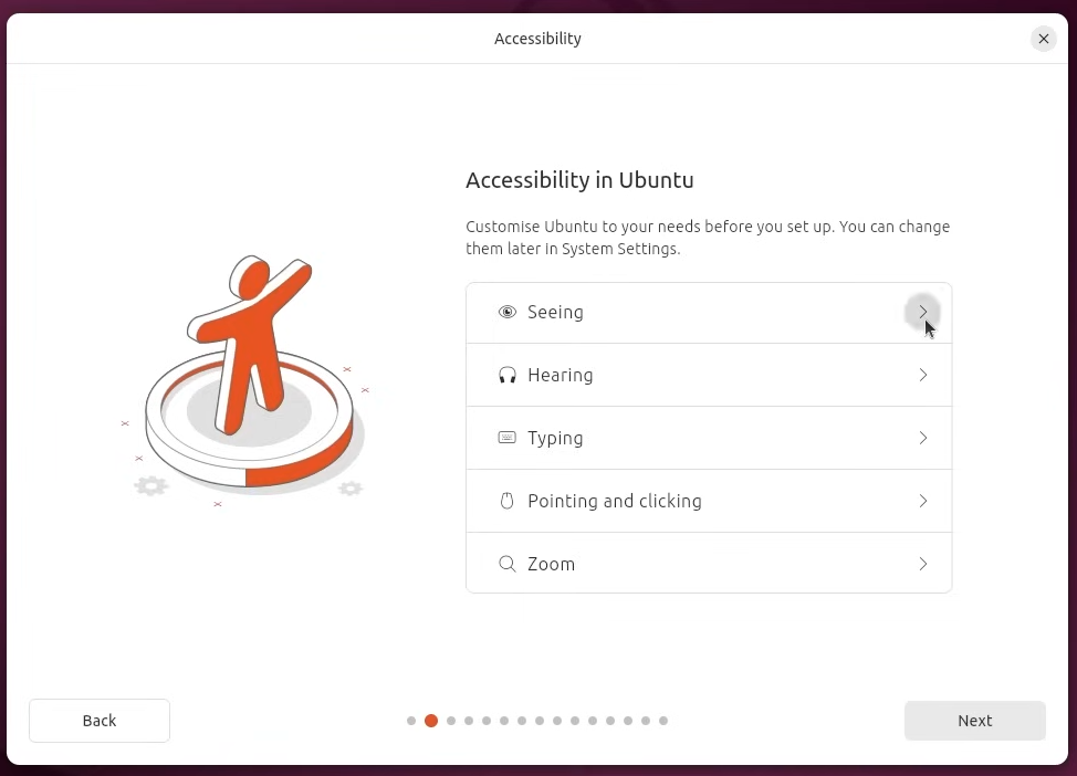Accessibility options in Ubuntu 25.04