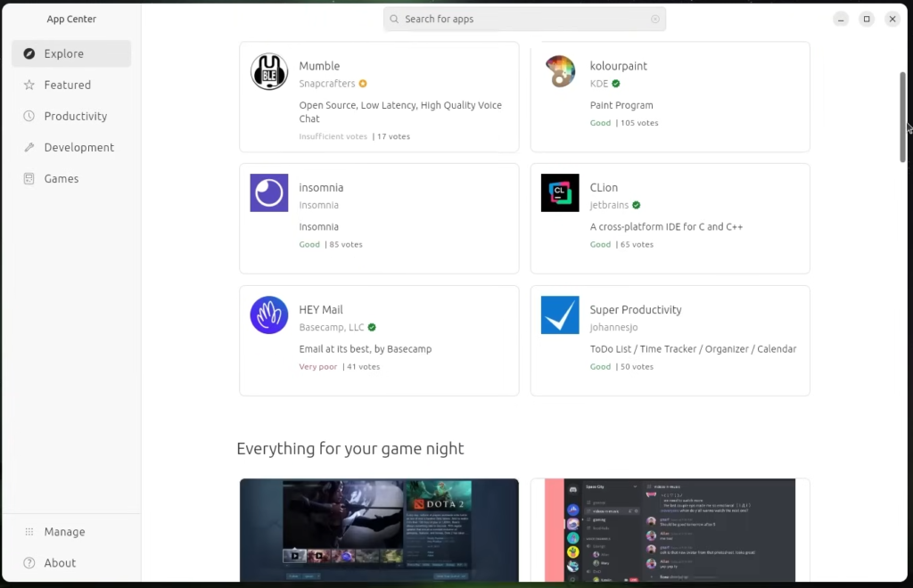 Apps center